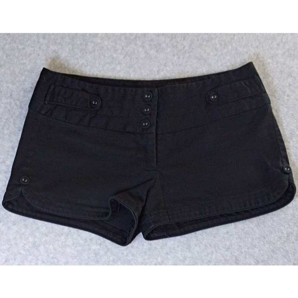 Wet Seal Collection Women's Black Chino Shorts Button Front Pockets